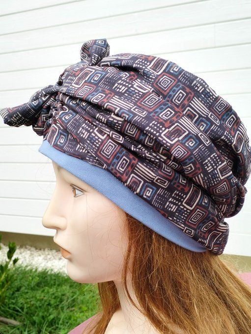 Bonnet chimio foulard intégré fabriqué en Vendée 