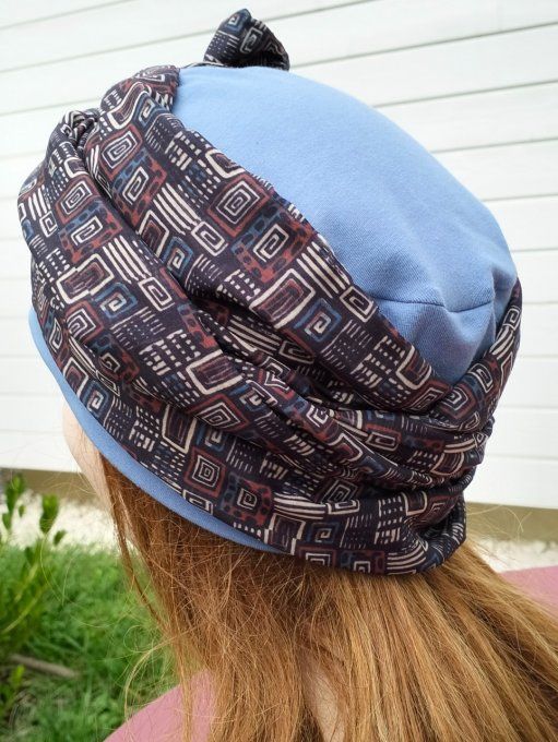 Bonnet chimio foulard intégré fabriqué en Vendée 