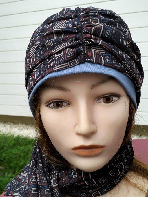 Bonnet chimio foulard intégré fabriqué en Vendée 