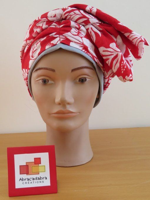 Bonnet chimio foulard intégré fabriqué en Vendée "TAHITI"