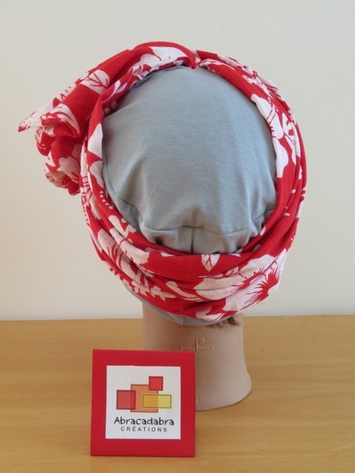 Bonnet chimio foulard intégré fabriqué en Vendée "TAHITI"
