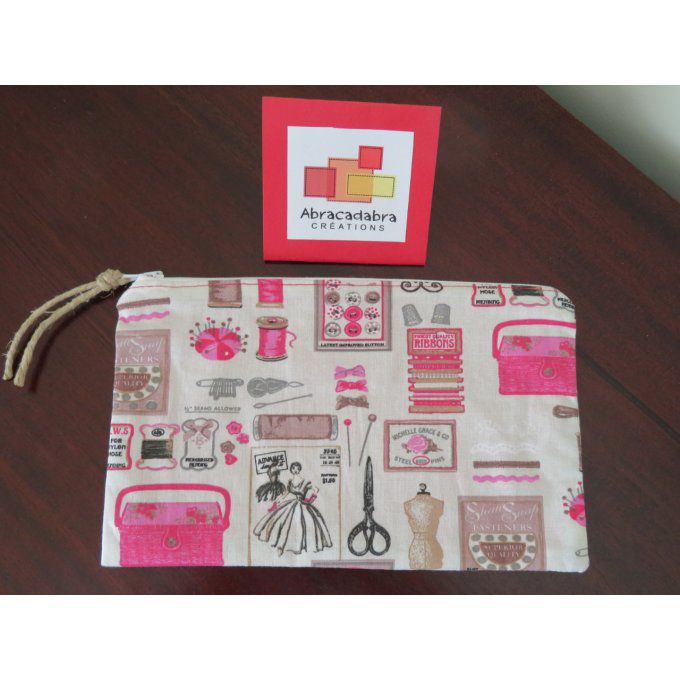 Trousse doublée thème couture