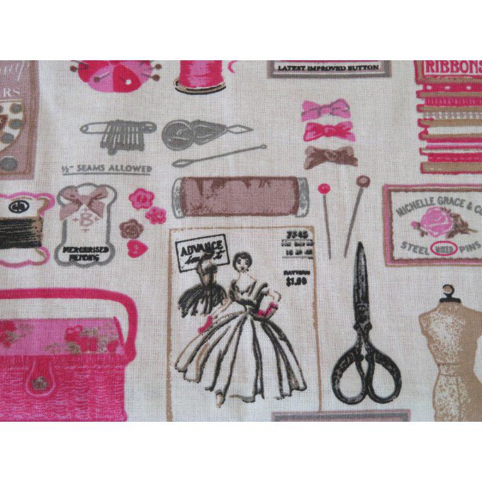Trousse doublée thème couture