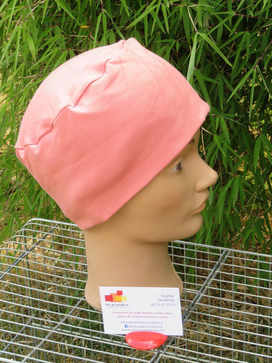 Bonnet chimio basic "rose clair" fabriqué en Vendée