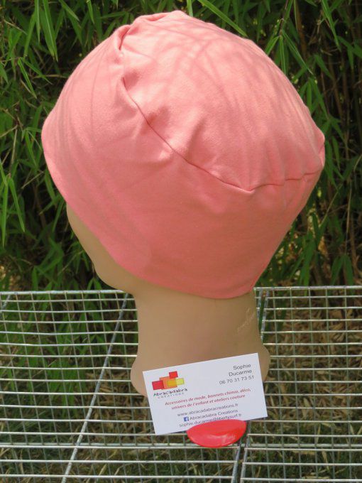 Bonnet chimio basic "rose clair" fabriqué en Vendée