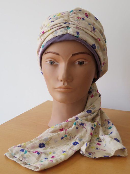 Bonnet chimio foulard intégré fabriqué en Vendée BRADERIE 