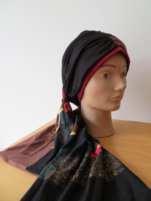 Bonnet chimio foulard intégré fabriqué en Vendée BRADERIE