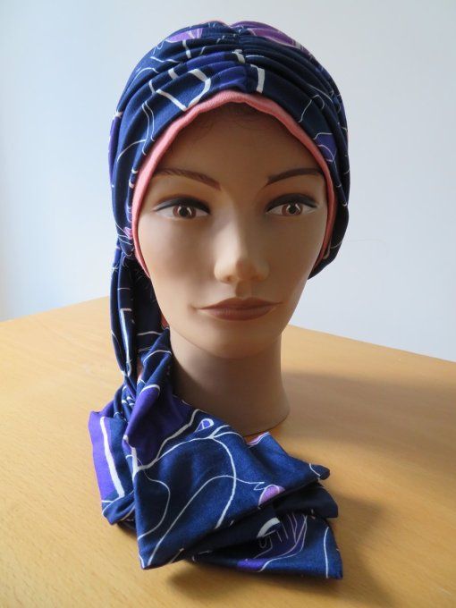 Bonnet chimio foulard intégré fabriqué en Vendée  