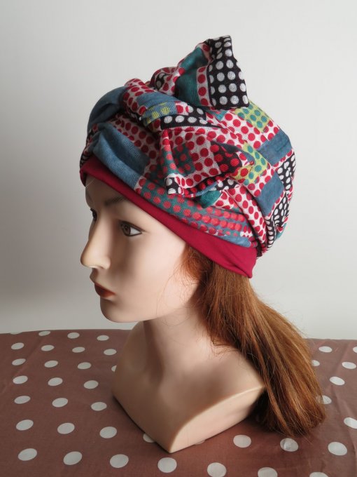 Bonnet chimio foulard intégré fabriqué en Vendée  
