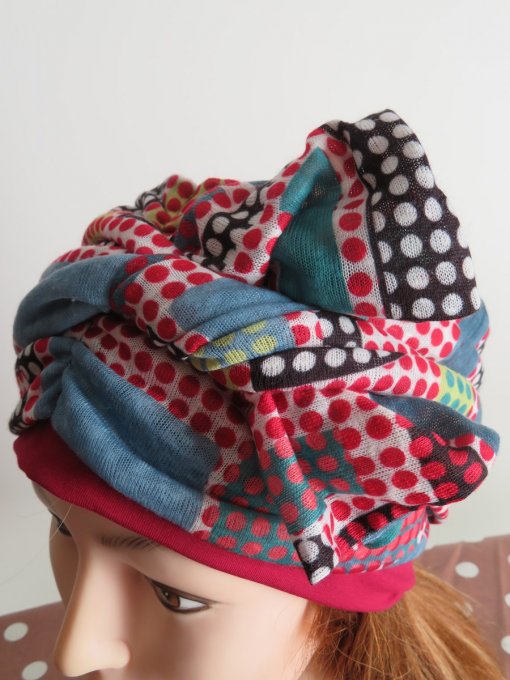 Bonnet chimio foulard intégré fabriqué en Vendée  
