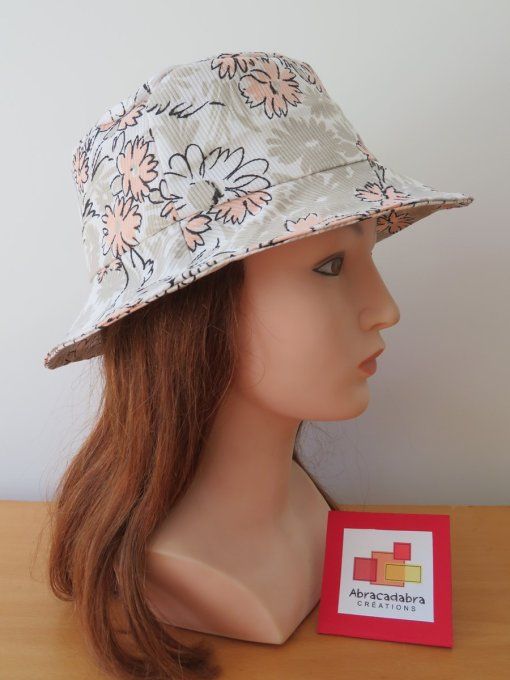 Chapeau de soleil fleuri Taille L (55 à 58cm)