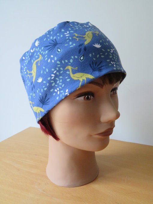 Bonnet chimio basic "Oiseaux" fabriqué en Vendée 