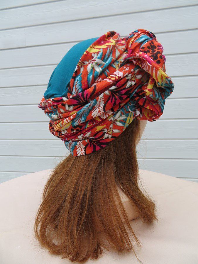 Bonnet chimio foulard intégré fabriqué en Vendée Tropiques -  Abracadabracreations