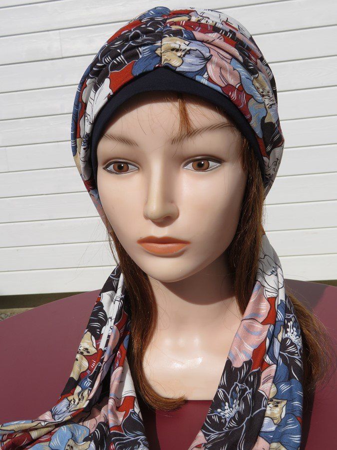 Bonnet chimio foulard intégré fabriqué en Vendée Tropiques -  Abracadabracreations