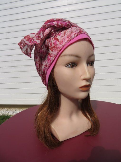 Bonnet chimio foulard intégré fabriqué en Vendée BRADERIE 