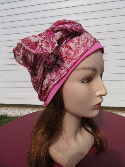 Bonnet chimio foulard intégré fabriqué en Vendée BRADERIE 